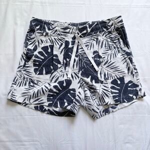 Nautica women’s linen blend shorts sz medium blue hawaiian vacation pull-on